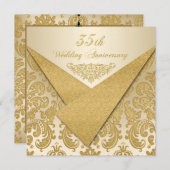 FAUX Flaps Damask 35th Anniversary Invitation (Front/Back)