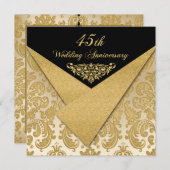 FAUX Flaps Damask 45th Anniversary Invitation (Front/Back)