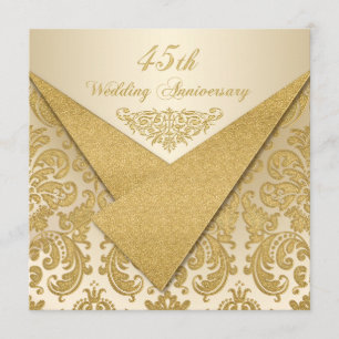 FAUX Flaps Damask 45th Anniversary Invitation