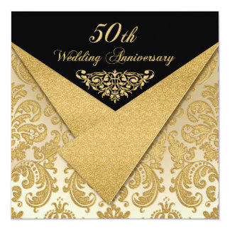 FAUX Flaps Damask 50th Anniversary Invitation 2