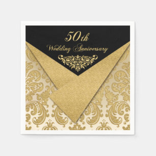 FAUX Flaps Damask 50th Wedding Anniversary Napkins