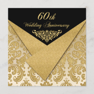 FAUX Flaps Damask 60th Anniversary Invitation