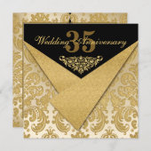 FAUX Flaps Damask Any Anniversary Invitation (Front/Back)
