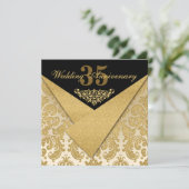 FAUX Flaps Damask Any Anniversary Invitation (Standing Front)
