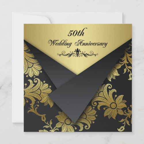 FAUX Flaps Floral 50th Anniversary Invitation