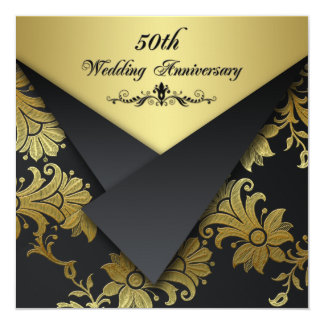 FAUX Flaps Floral 50th Anniversary Invitation