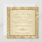 FAUX Flaps Gold Damask 50th Anniversary Invitation