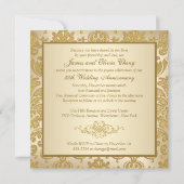 FAUX Flaps Gold Damask 50th Anniversary Invitation (Back)