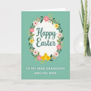 Faux Floral Easter Grandson Card