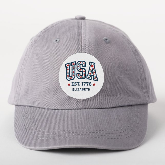 Faux Floral Embroidery USA est. 1776 Independence  Patch (On Headwear)