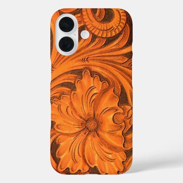 Faux Floral Tooled Leather Saddle Case-Mate iPhone Case (Back)