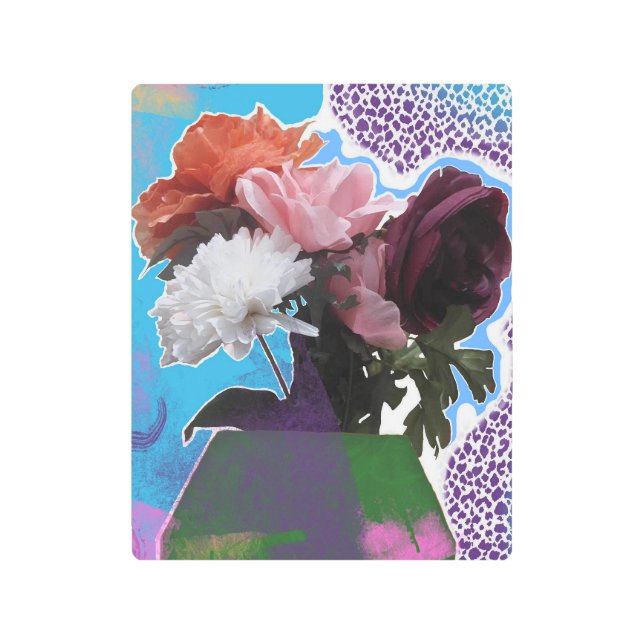 Faux Flowers Mixed Media Metal Wall Art (Front)