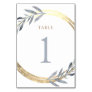 faux foil and dusty blue Table Number 1