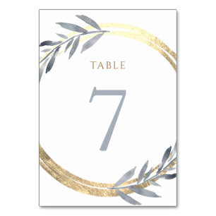 faux foil and dusty blue Table Number 7