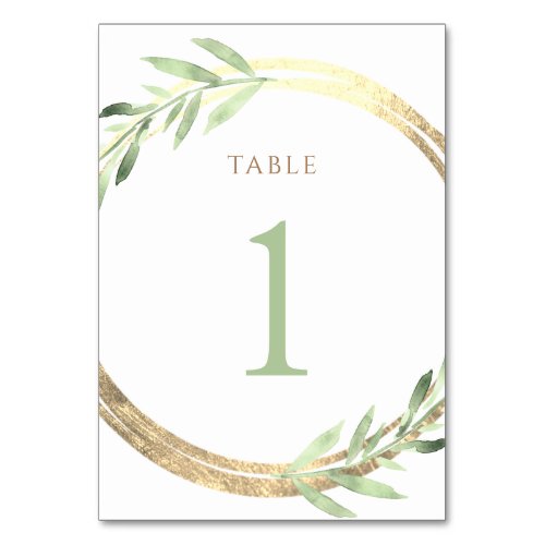  faux foil and green leaves Table Number 1