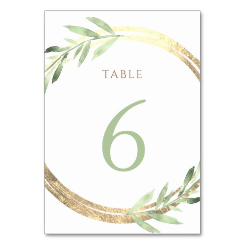  faux foil and green leaves Table Number 6