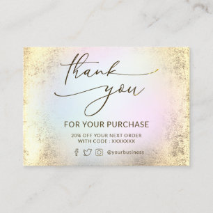 faux foil and pastel cloud thank you card