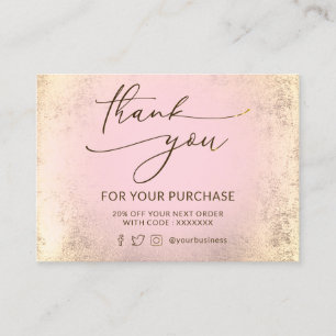 faux foil and pink thank you card