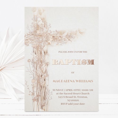 faux foil Baptism Invitation