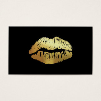 Faux foil bold salon referral card - gold on black