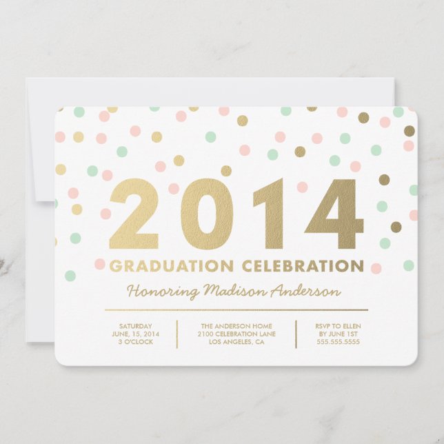 Faux Foil Confetti | Graduation Invitation (Front)