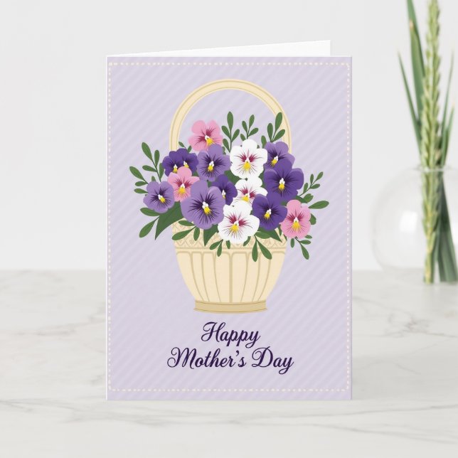 Faux Foil Floral Basket Card (Front)