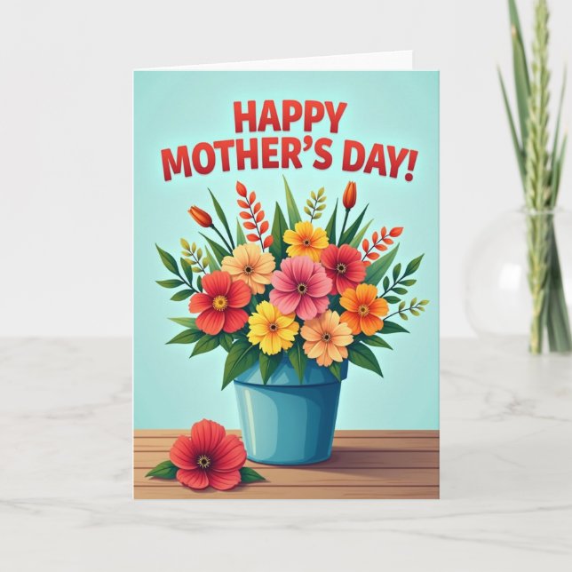 Faux Foil Floral Day Card (Front)