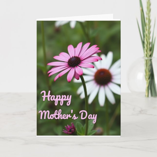 Faux Foil Floral Mom Day Card (Front)