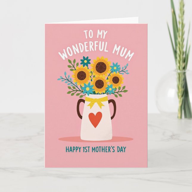 Faux Foil Floral Pitcher Card (Front)