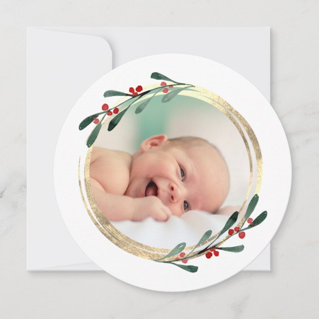 faux foil frame Merry Christmas Holiday Card (Front)