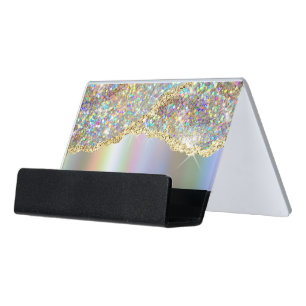 Faux foil glitter sequin desk business card holder