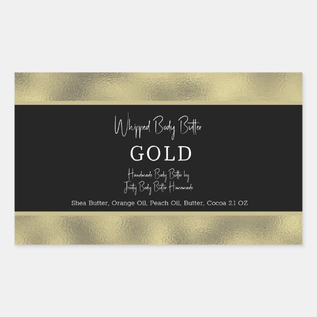 Faux Foil Gold Bath Branding Packaging Rectangular Sticker (Front)