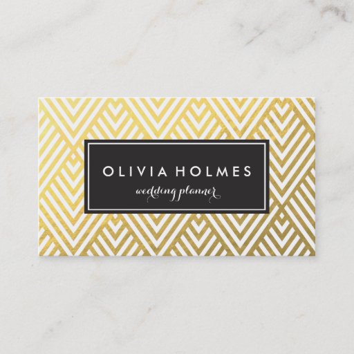 Customizable Gold Chevron Pattern Business Card