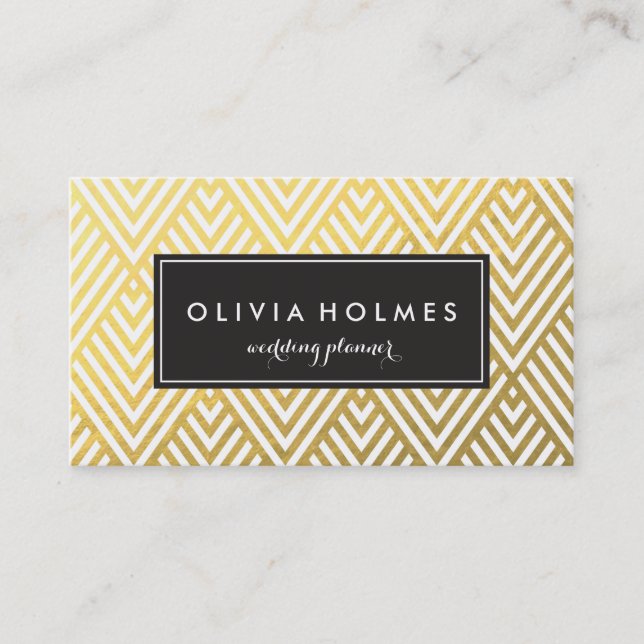 Faux Foil Gold Chevron Pattern Business Card (Front)