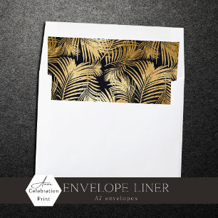 Faux Foil Gold Gold Tropical Leaves Envelope Liner