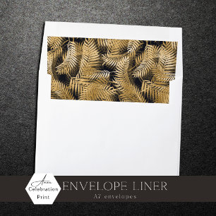 Faux Foil Gold Gold Tropical Leaves Envelope Liner