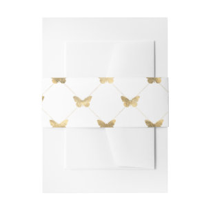 Faux Foil Gold Lattice Butterfly Pattern Invitation Belly Band