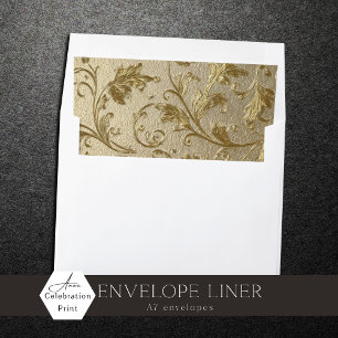 Faux Foil Gold Textured Gold Leaf Embossed Envelope Liner
