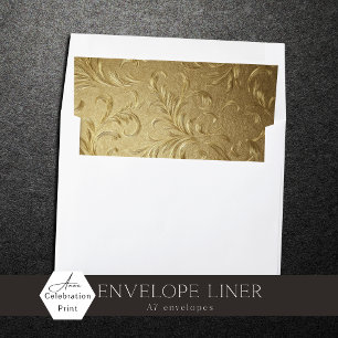 Faux Foil Gold Textured Gold Leaf Embossed Envelope Liner
