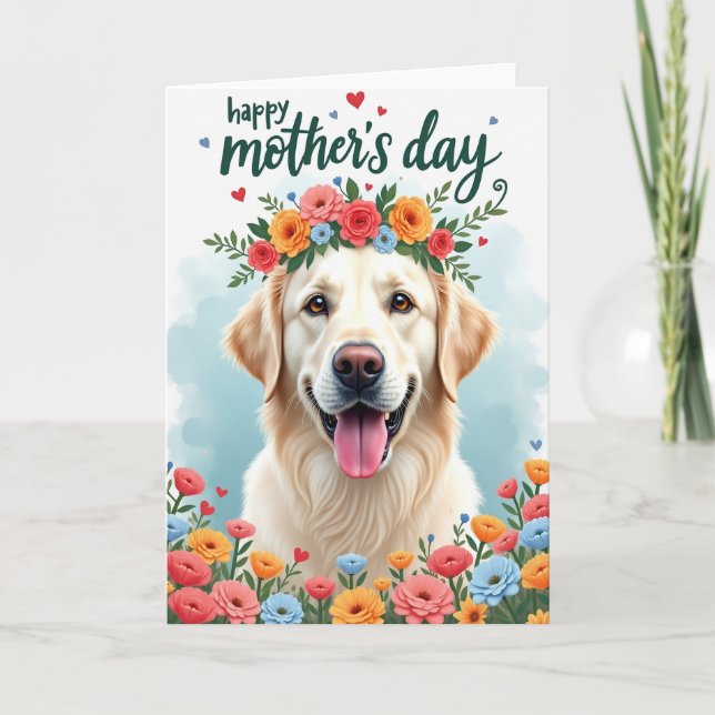 Faux Foil Golden Dog Mom Card (Front)