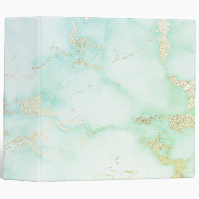 faux foil green white marble 3 ring binder (Front/Spine)