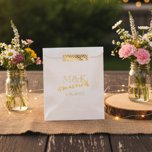 Faux Foil Hashtag Married Wedding Favor Bag