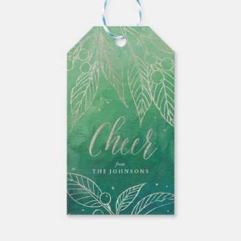 Faux Foil Holiday Leaves Silver-holiday Gift Tags by fourwetfeet at Zazzle