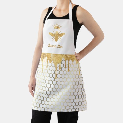 faux foil honey drips queen bee apron