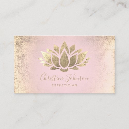 faux foil lotus esthetician business card