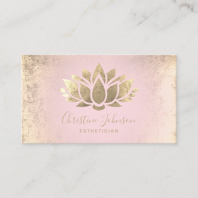 faux foil lotus esthetician business card (Front)