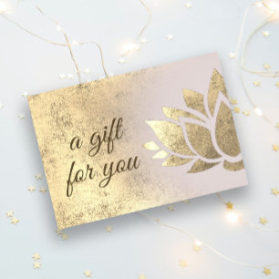 faux foil lotus flower gift certificate