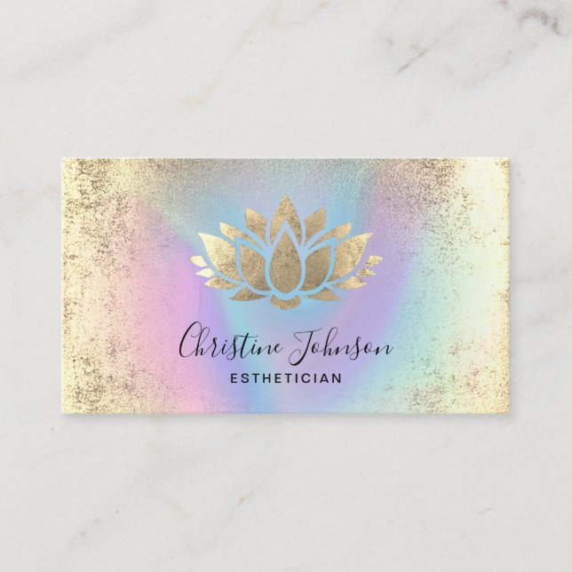 faux foil lotus pastel colors business card (Front)