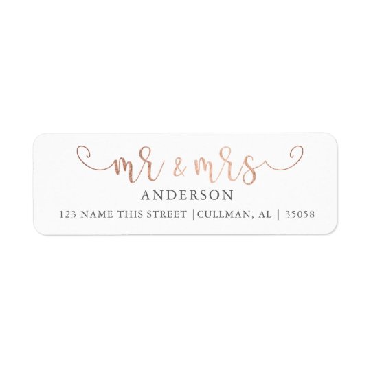 Faux Foil Mr and Mrs Address Labels