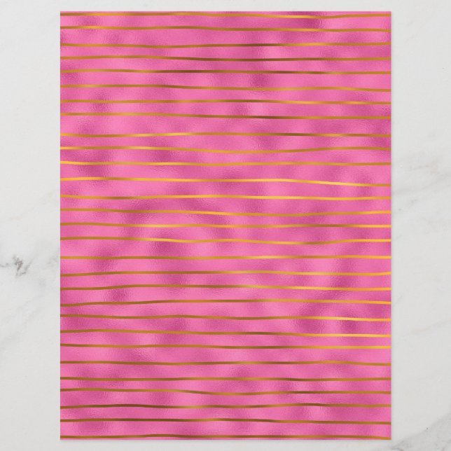 Faux Foil, Pink and Gold Stripes (Front)